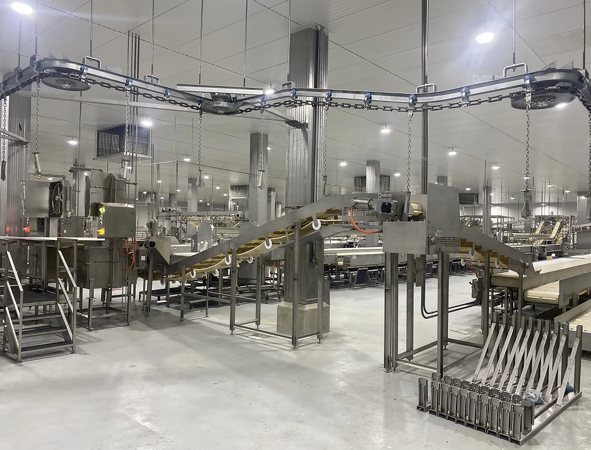 Conveyor system on factory floor